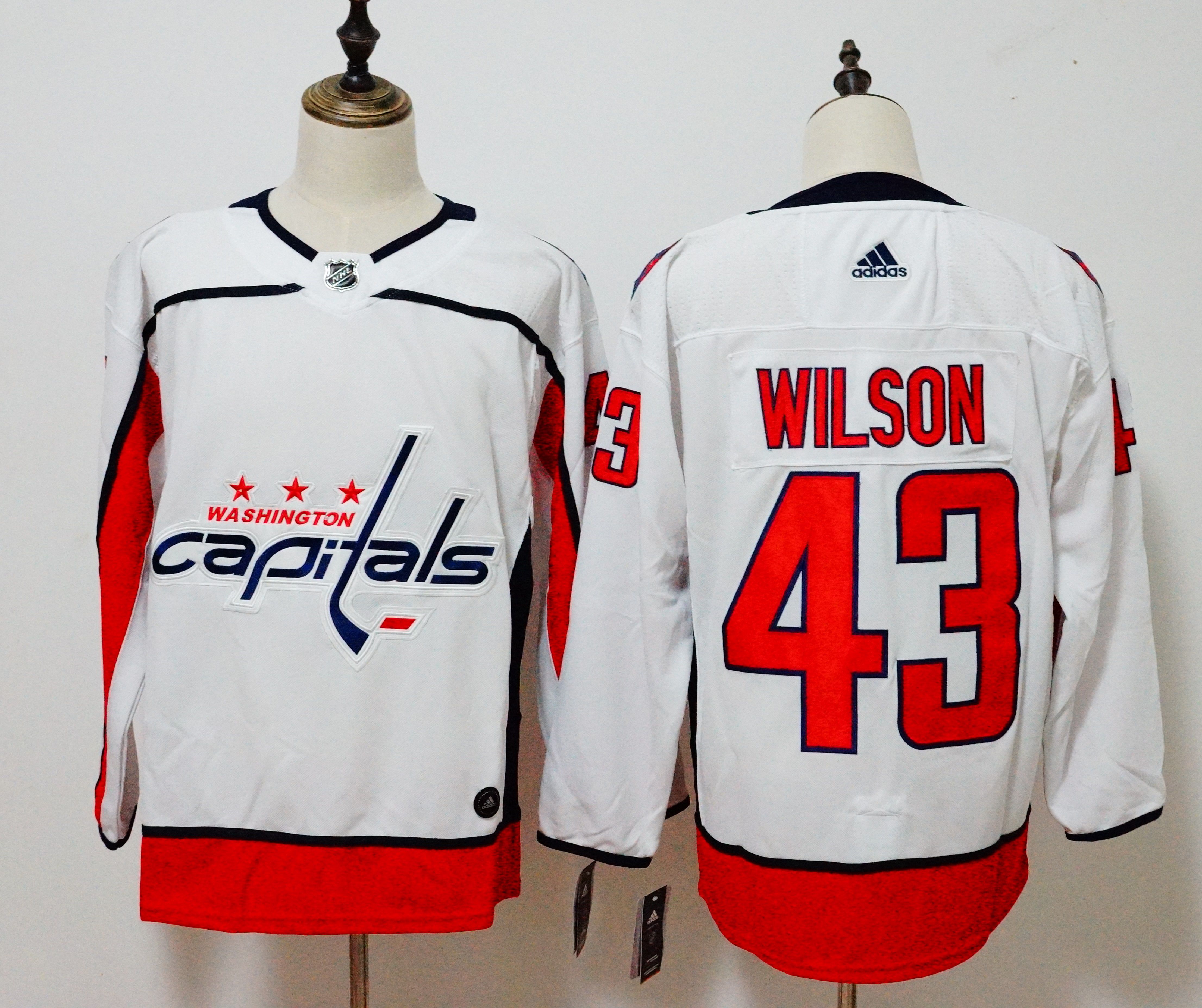 Men Washington Capitals #43 Wilson White Adidas Hockey Stitched NHL Jerseys->carolina hurricanes->NHL Jersey